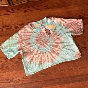 Nation LTD Tie-Dye Crop Top in Blue and Brown